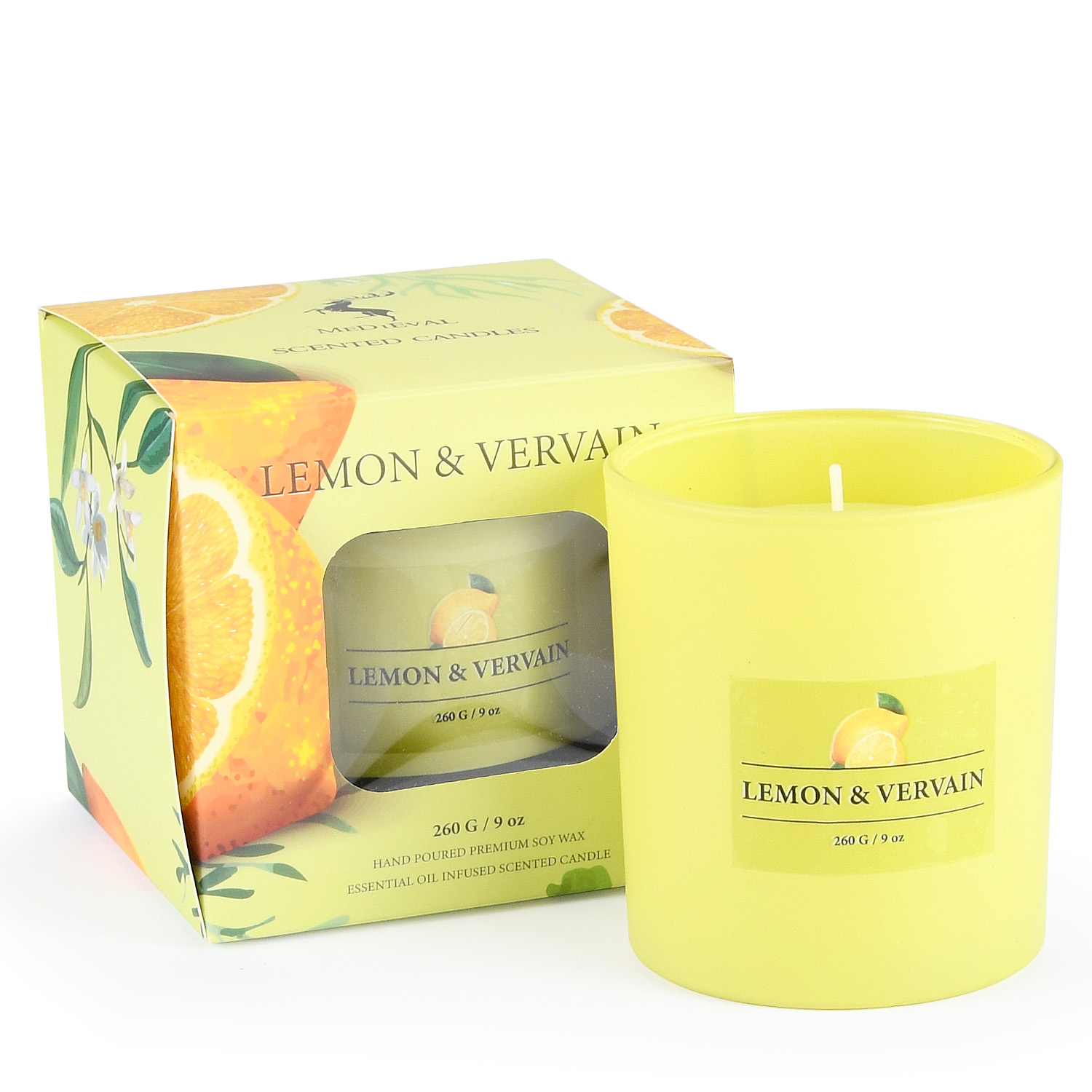 High Quality Nature Soy Wax Scented Candles in Colored Glass Jar