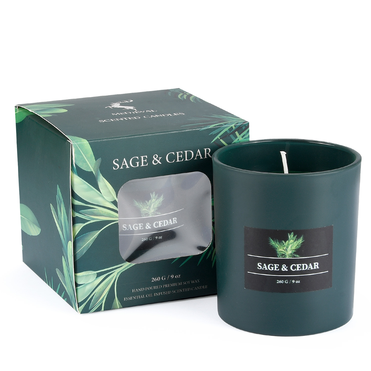 High Quality Nature Soy Wax Scented Candles in Colored Glass Jar