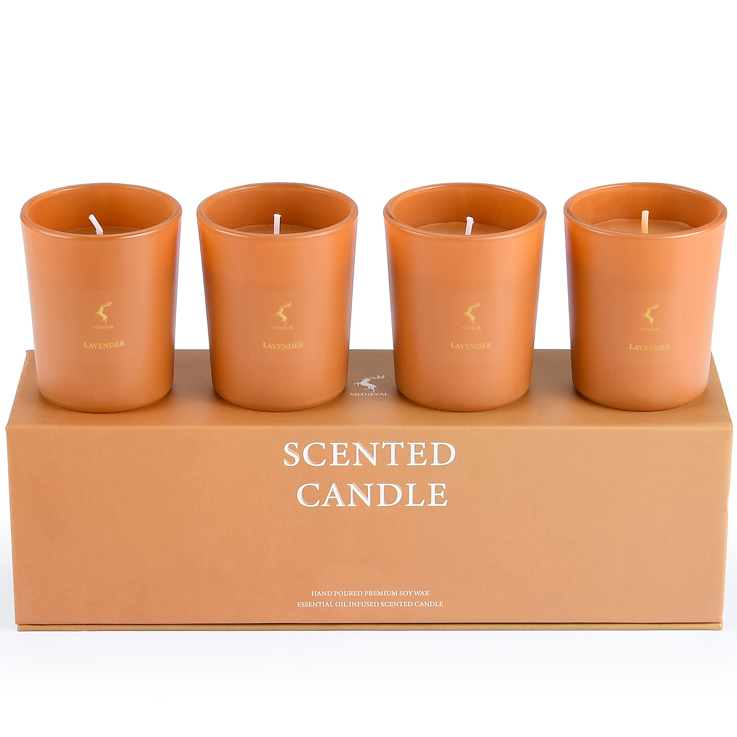 Set of 4 Soy Wax Scented Candles Aromatic Candles with Logo