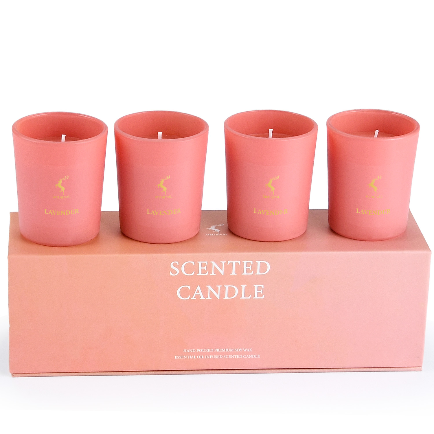 Set of 4 Soy Wax Scented Candles Aromatic Candles with Logo