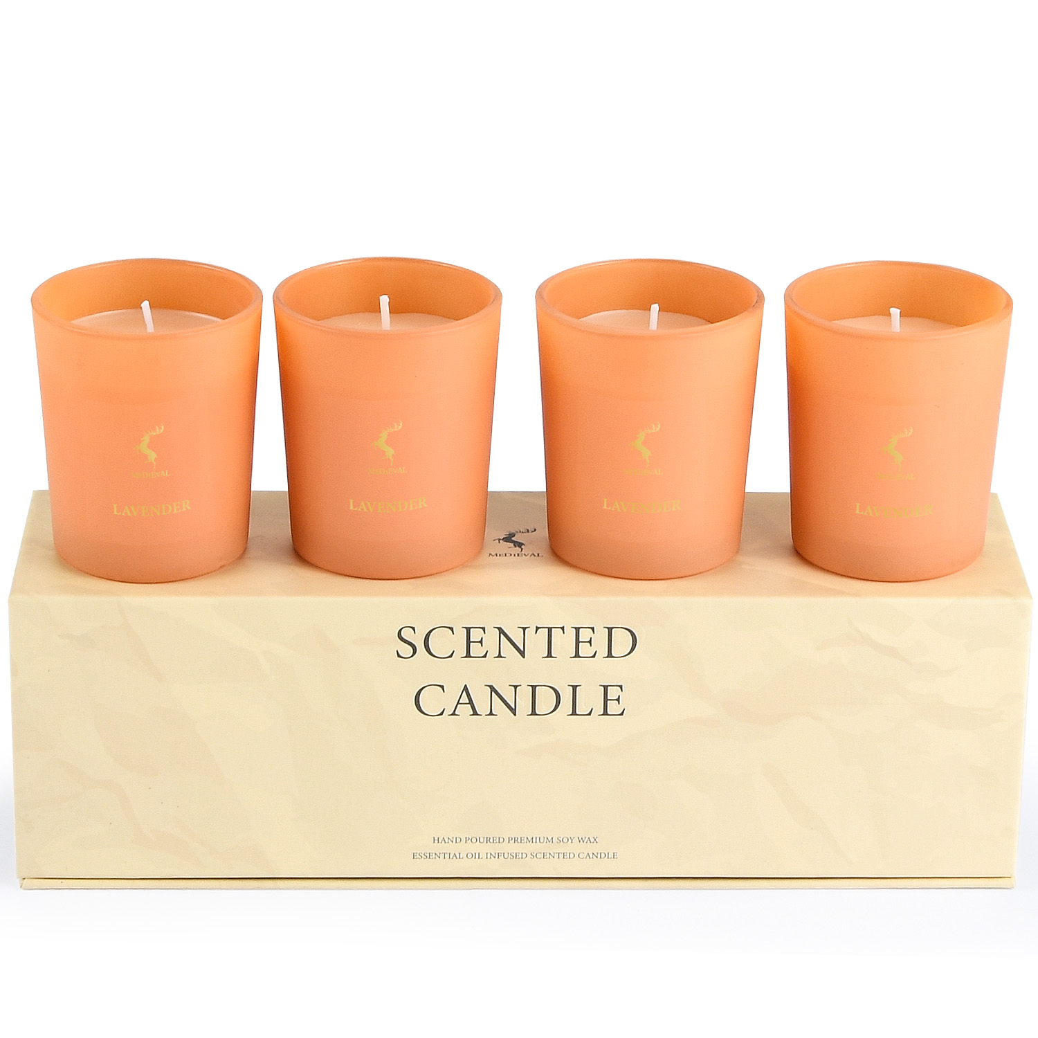 Set of 4 Soy Wax Scented Candles Aromatic Candles with Logo