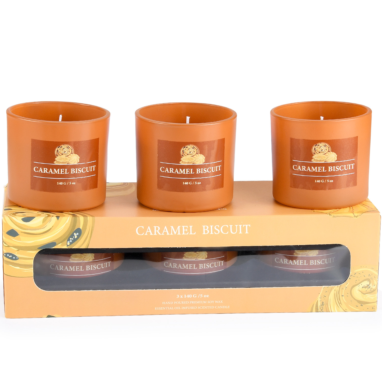 Set of 3 Wedding Gift Essential Oil Scented Pillar Candle