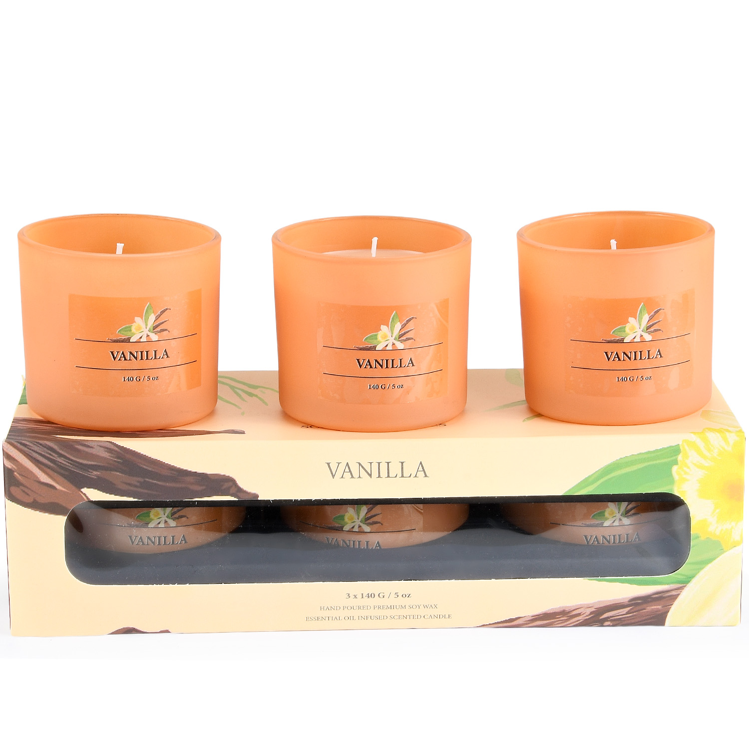 Set of 3 Wedding Gift Essential Oil Scented Pillar Candle