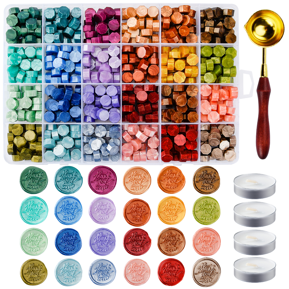 24 Colors Sealing Wax Beads with Custom Logo