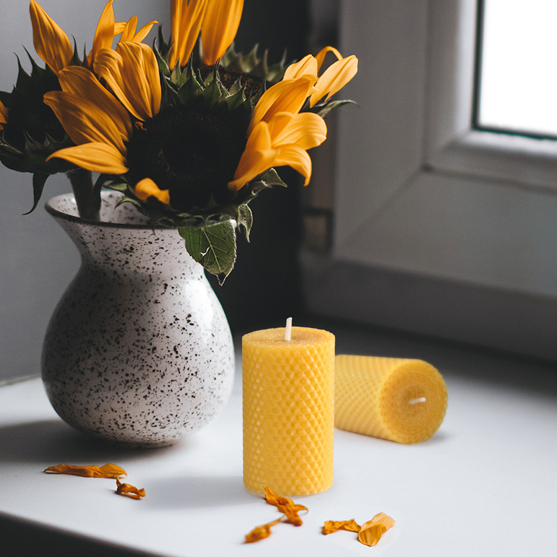 Custom Hand Rolled Beeswax Pillar Candles