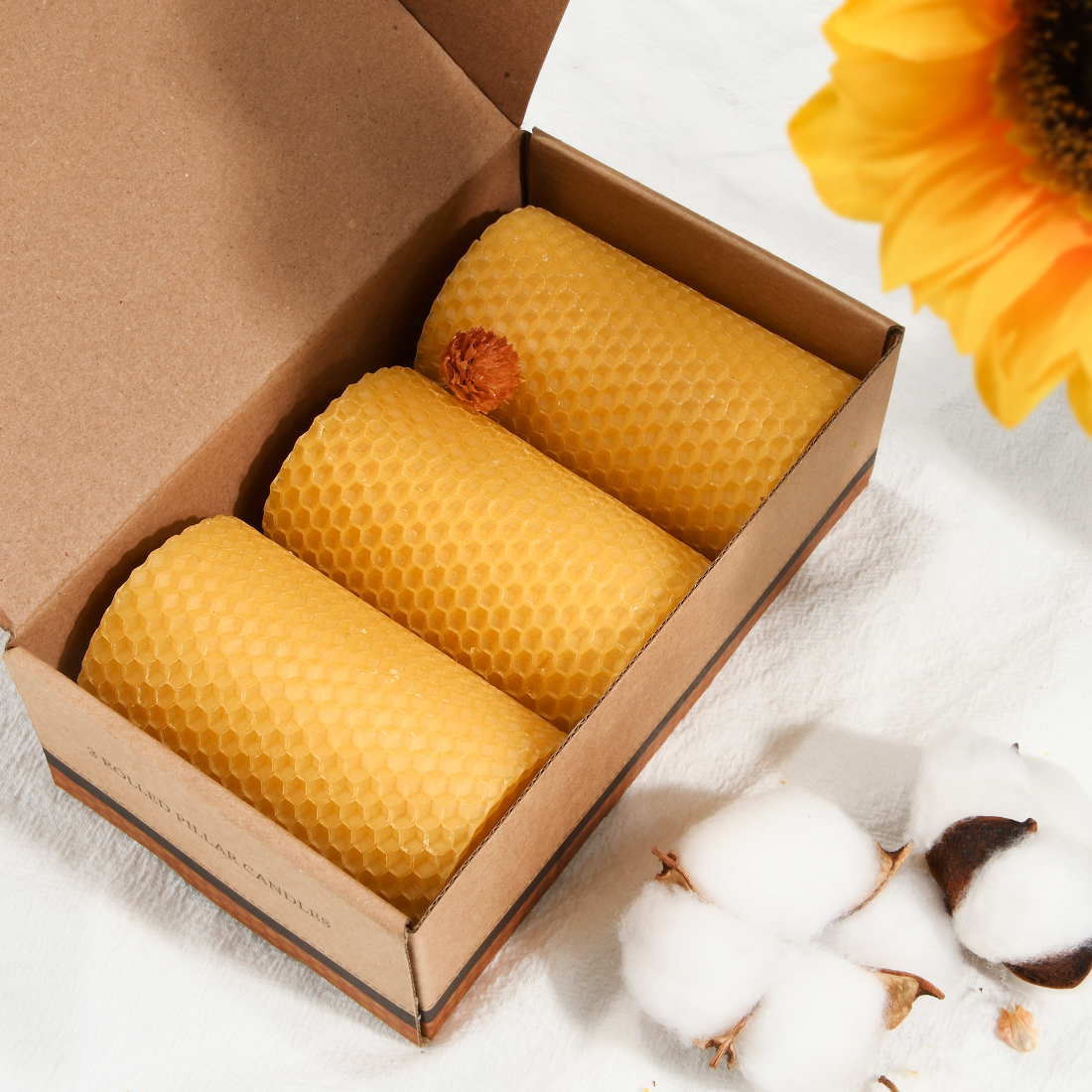 Custom Hand Rolled Beeswax Pillar Candles