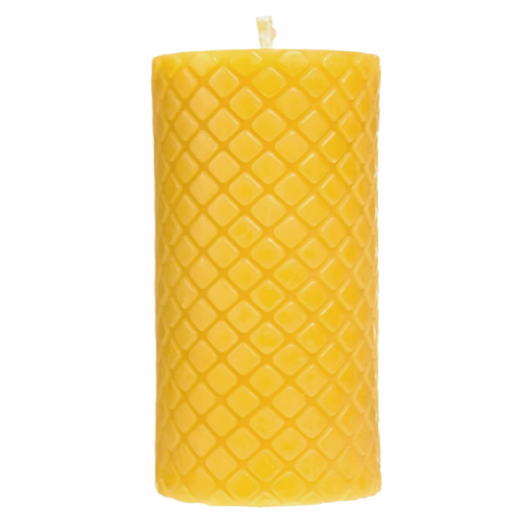 Custom Yellow Organic Beeswax Pillar Candles with Box
