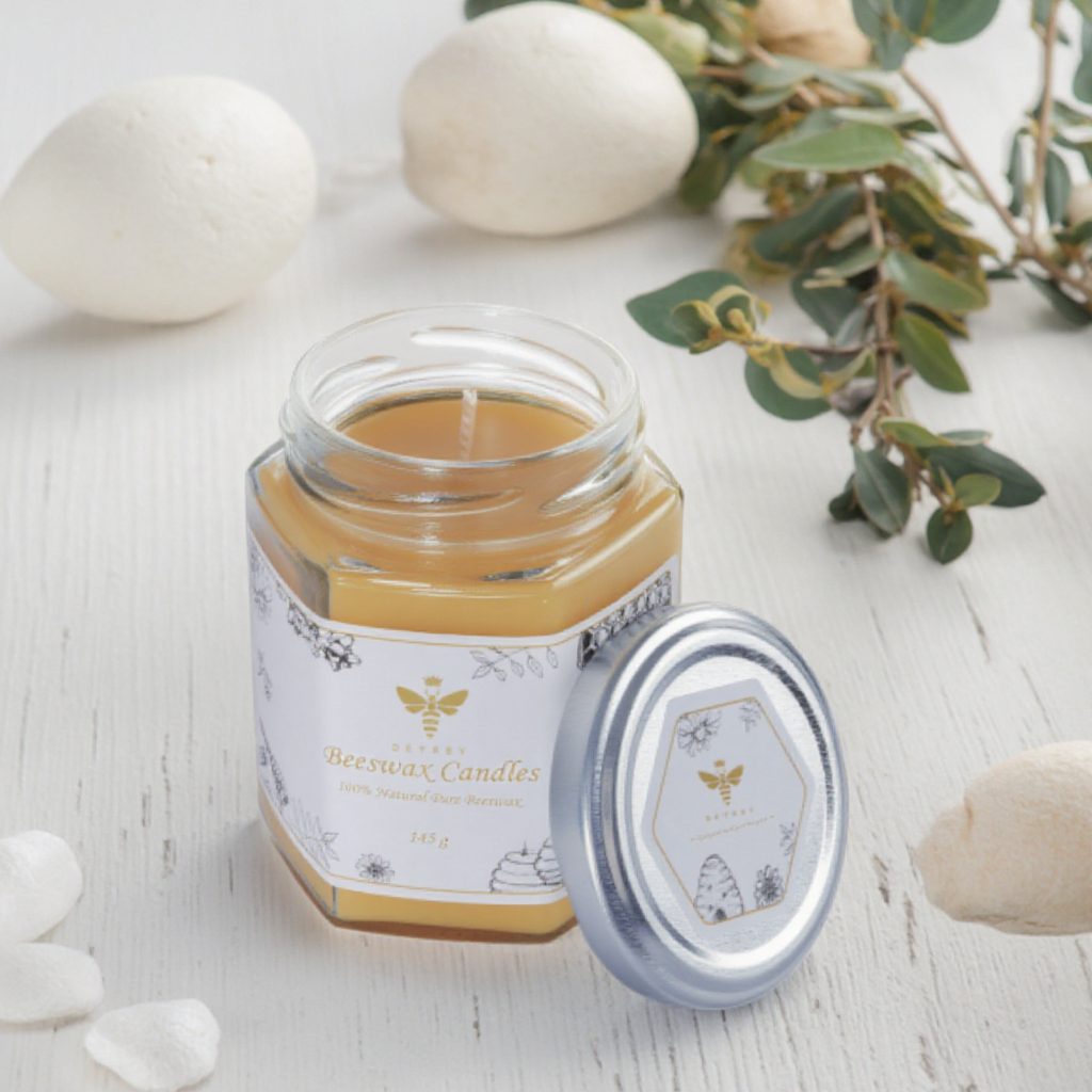 Handmade Glass Jar Smokeless Natural Beeswax Candles
