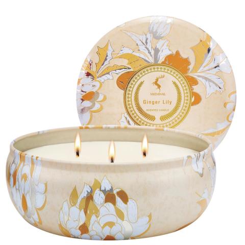 Luxury Tin Jar Three Wicks Natural Pure Soy Wax Scented Candles