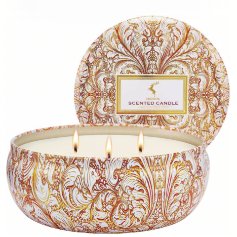 Luxury Tin Jar Three Wicks Natural Pure Soy Wax Scented Candles