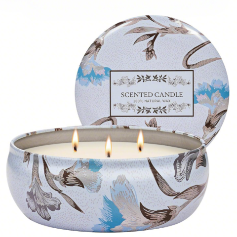 Luxury Tin Jar Three Wicks Natural Pure Soy Wax Scented Candles