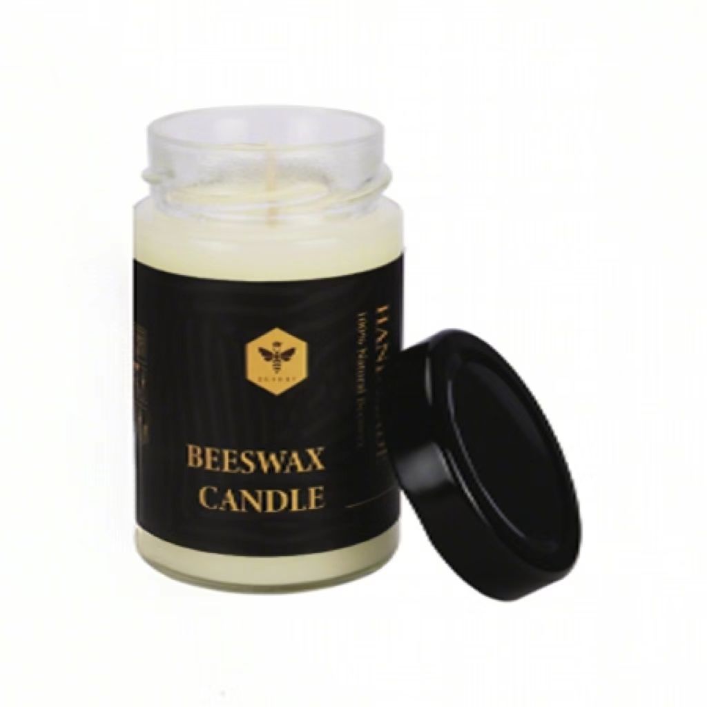 Wholesale Glass Jar Natural Beeswax Pillar Candles